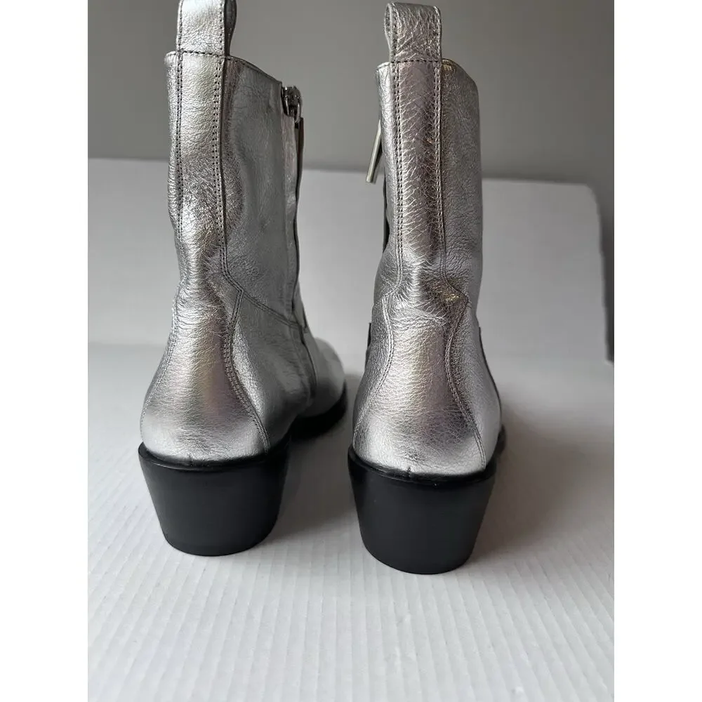 Men's Silver Metallic Ankle Boots - Stylish Zip Chelsea